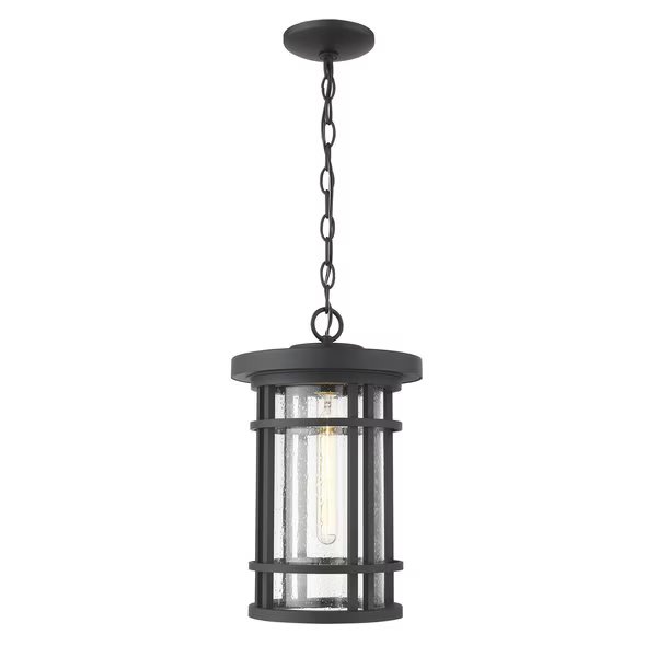 Jordan 1 Light Outdoor Chain Mount Ceiling Fixture, Black And Clear Seedy, Z-Lite, Mfr#: 570CHB-BK